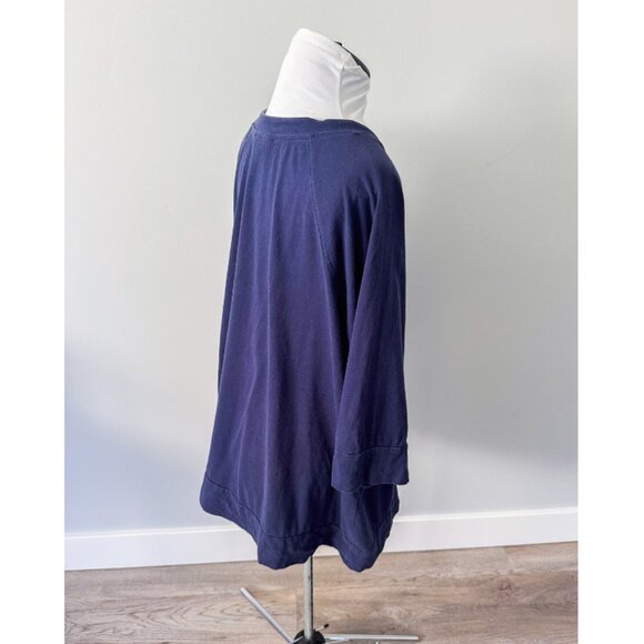 Avenue Navy Drawstring Top with Front Pocket - Picture 6 of 9
